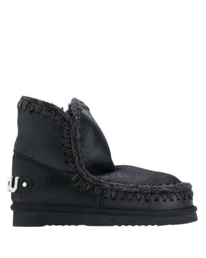 Mou Eskimo 18 Sheepskin Rhinestone Slip-On Shoes - Black