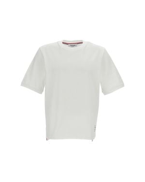 Thom Browne Ottoman Stitch 4-Bar T-Shirt With Grosgrain Details - White