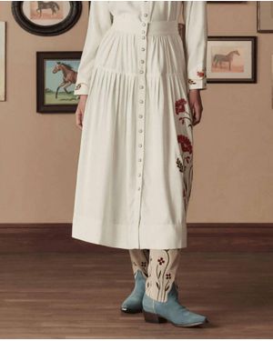The Great Western Embroidered Highland Skirt - Brown