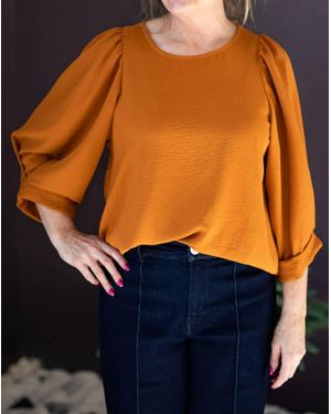 Ivy Jane Pinch & Tuck Sleeve Top - Orange