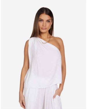 Michael Lauren Ruki One Shoulder Pleated Top - White