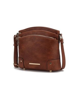 MKF Collection by Mia K Kenya Crossbody Shoulder Bag Stylish Vegan Leather With-Tone Accents By Mia K - Brown