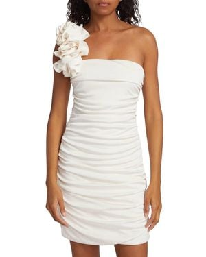 ML Monique Lhuillier Farren One-Shoulder Mini Dress - White