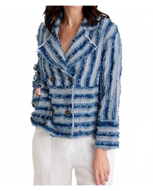 XCVI Mavie Shredded Denim Jacket - Blue
