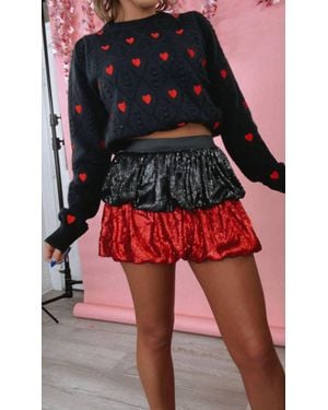 Everyday Chic Boutique Spirited Sequin Bubble Skirt - Red