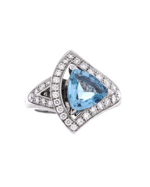 BVLGARI Divas' Dream Openwork Ring 18K With Diamonds And Aquamarine - Blue