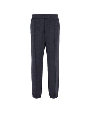Emporio Armani Virgin Wool-Blend Jersey Sweatpants - Blue