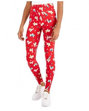 Planet Gold Juniors Holiday Printed Leggings - Red