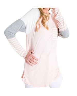 Nic & Jo Colorblock Multicolored Longsleeve Top - White