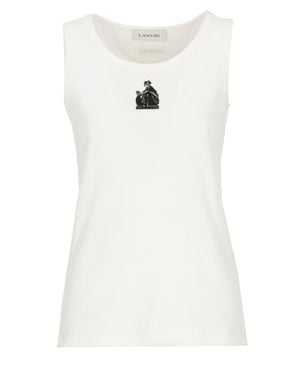 Lanvin Embellished Sleeveless Tank Top - White