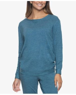 Felina Ribbed Taylor Boyfriend Sleep Sweatshirt - Blue