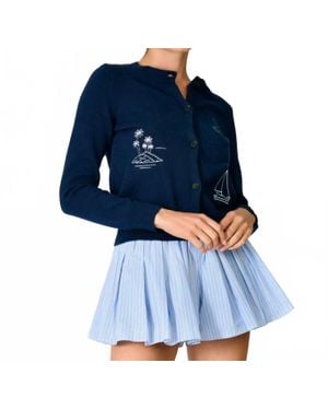 Line & Dot Mooring Cardigan - Blue