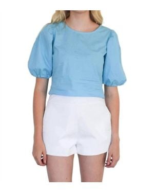 Never A Wallflower Puff Sleeve Top - Blue