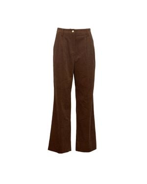 Essentiel Antwerp Kamp Corduroy Tailored Wide-Leg Pants - Brown