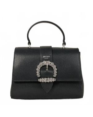 Jimmy Choo Cherie Crystal Buckle Top Handle Bag - Black