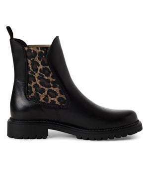 TMRS Tamaris Leopard Leather Classic High Chelsea Ankle Boots - Black
