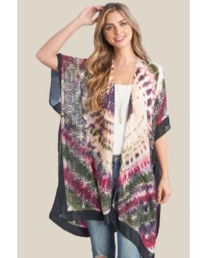 TRUEDAMES Tie Dye Boho Kimono - Purple