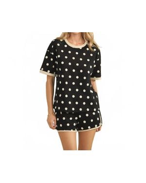 Veveret Classic Polka Dot Lounge Set - Black