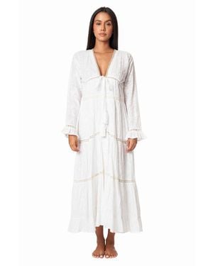 La Moda Clothing Florence Tiered Maxi Cover Up Dress - White