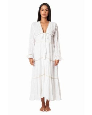 La Moda Clothing Florence Tiered Maxi Cover Up Dress - White