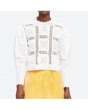 Sea Corinne Crochet Long Sleeve Sweater - White