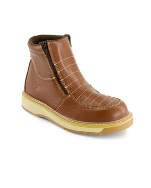 Forastero Double Zipper Leather Booties - Brown