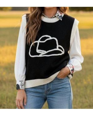 Turquoise Haven Howdy Darling Sweater Vest - Black