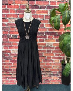 Vanity Couture Rejoyce Pleated Midi Dress - Black