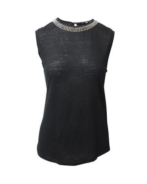 Maje Embellished Neckline Sleeveless Top - Black