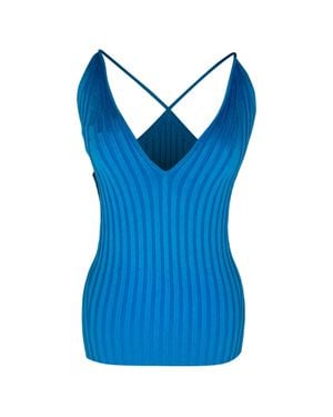 Galvan London London Rhea Ribbed-Knit Tank Top - Blue