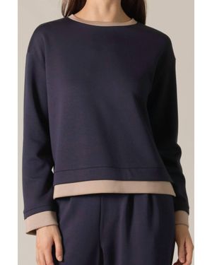 P.Cill Contrast Border Long Sleeve Top - Blue