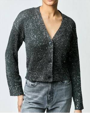 10 Crosby Derek Lam Kalena Sequin Plated Cardigan - Gray