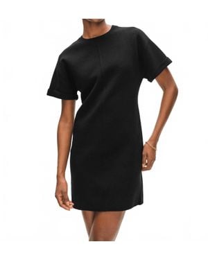 White + Warren Superfine Organic Cotton Waisted Dress - Black