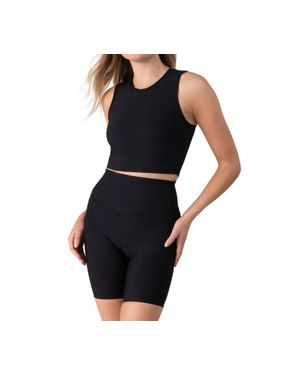 Bloch Ribbed Scoop Crop Tank Top - Black