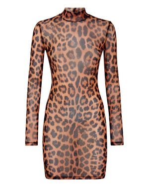 Philipp Plein Short Dress Leopard - Brown