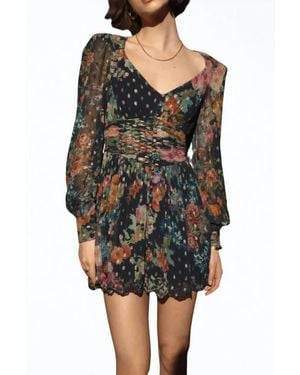 Hemant & Nandita Rafa Floral-print Chiffon Mini Dress - Black