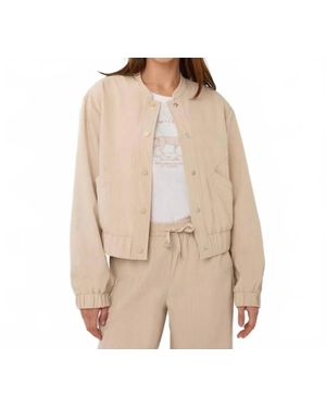 EsQualo Pinstripes Bomber Jacket - Natural