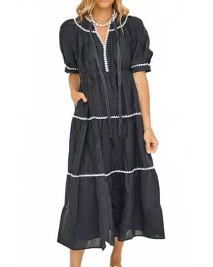 English Factory Elle Embroidered Midi Dress - Blue