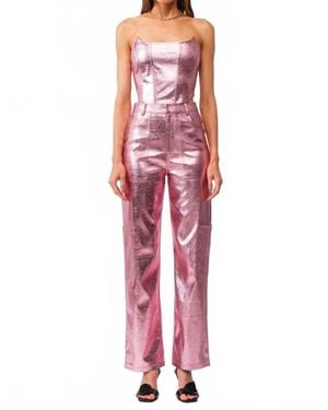 SOFIA The Label Gaia Leather Corset Top - Red