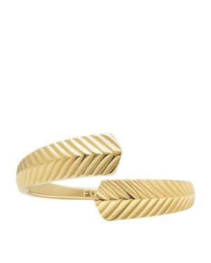 Fossil Harlow Linear Texture-Tone Stainless Steel Wrap Ring - Metallic