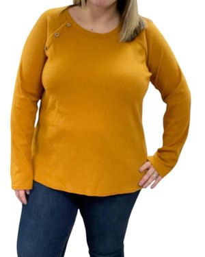 White Birch Long Sleeve With Button Details Top - Orange