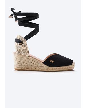 VISCATA Gava Canvas Espadrille Wedges - Black