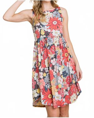 Emerald Collection Floral Printed Babydoll Dress - Red