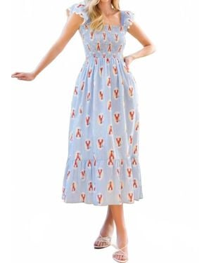 Thml Lobster Smocked Dress - Blue