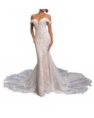 Kitty Chen Couture Ada Train Wedding Dress - Gray