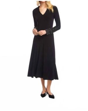 Karen Kane Kate Beaded Sleeve Midi Travel Dress - Black