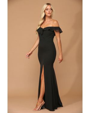 TRUEDAMES Long Off-Shoulder Chiffon Dress - Natural