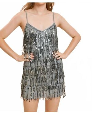 Mustard Seed Open Back Sequin Tiered Dress - Gray