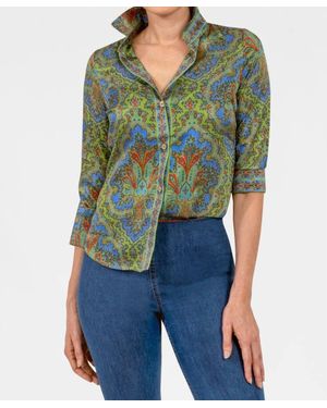 Gretchen Scott Passion Paisley Boyfriend Shirt - Green