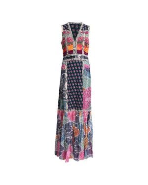 Diane von Furstenberg Patchwork Accent Maxi Dress - Blue